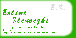 balint klenoczki business card